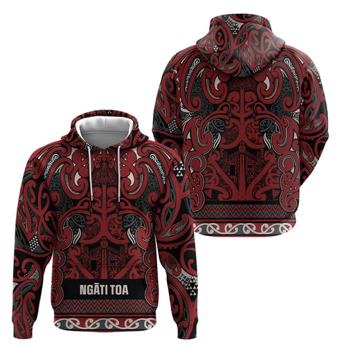Aotearoa Iwi Ngati Toa Hoodie Maori Wharenui House Tribal Pattern