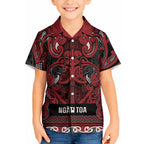 Aotearoa Iwi Ngati Toa Kid Hawaiian Shirt Maori Wharenui House Tribal Pattern