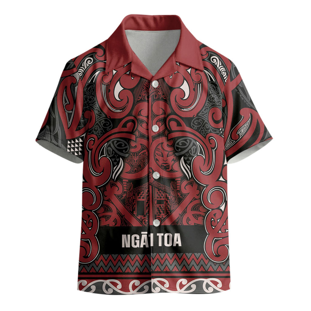 Aotearoa Iwi Ngati Toa Kid Hawaiian Shirt Maori Wharenui House Tribal Pattern