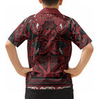 Aotearoa Iwi Ngati Toa Kid Hawaiian Shirt Maori Wharenui House Tribal Pattern
