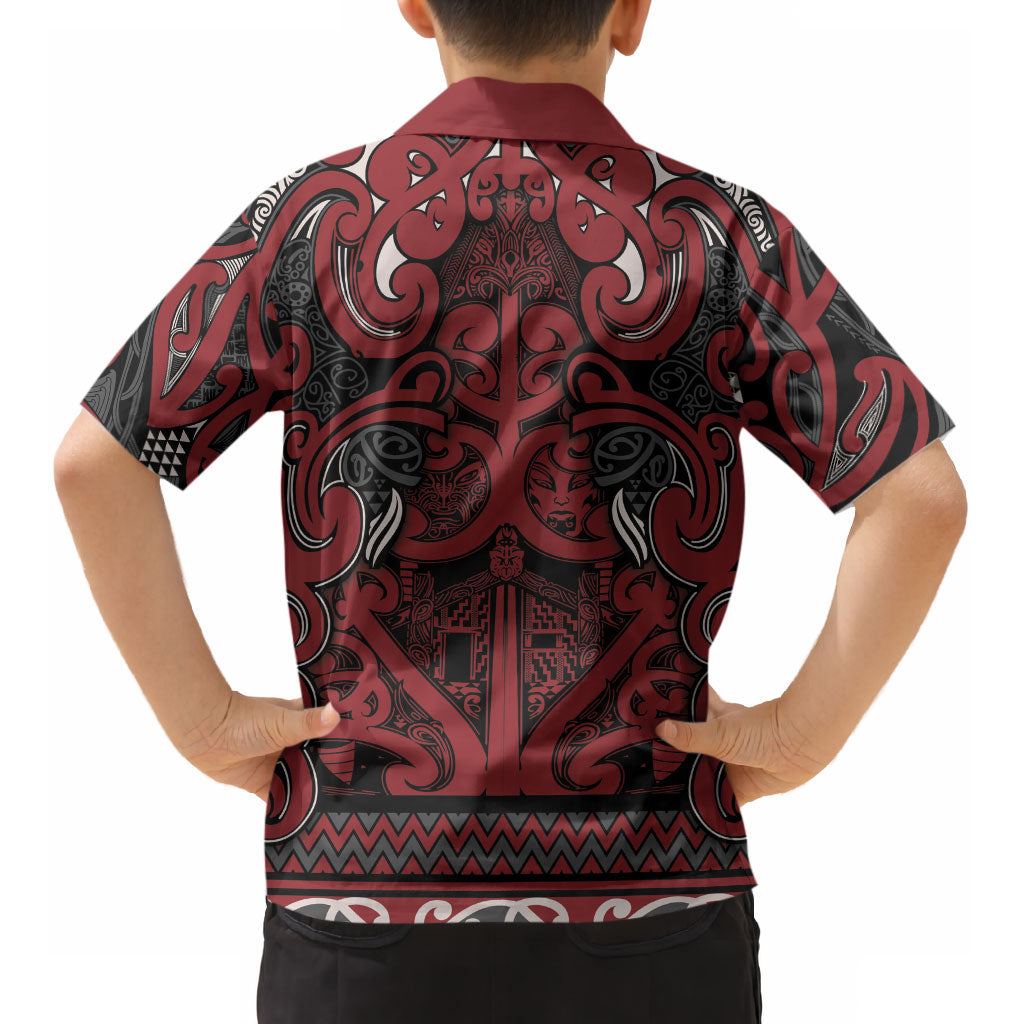Aotearoa Iwi Ngati Toa Kid Hawaiian Shirt Maori Wharenui House Tribal Pattern