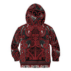 Aotearoa Iwi Ngati Toa Kid Hoodie Maori Wharenui House Tribal Pattern