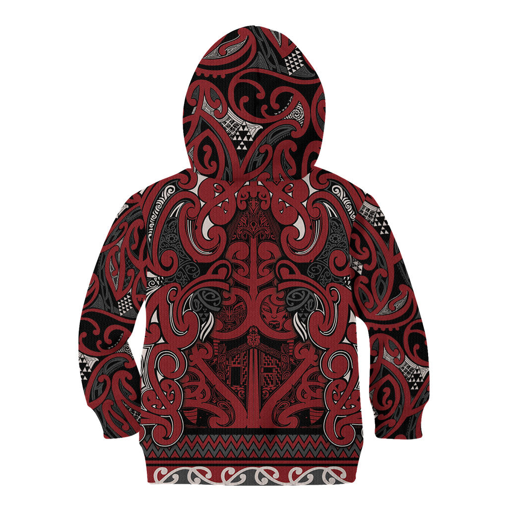 Aotearoa Iwi Ngati Toa Kid Hoodie Maori Wharenui House Tribal Pattern