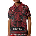 Aotearoa Iwi Ngati Toa Kid Polo Shirt Maori Wharenui House Tribal Pattern