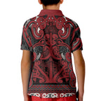 Aotearoa Iwi Ngati Toa Kid Polo Shirt Maori Wharenui House Tribal Pattern