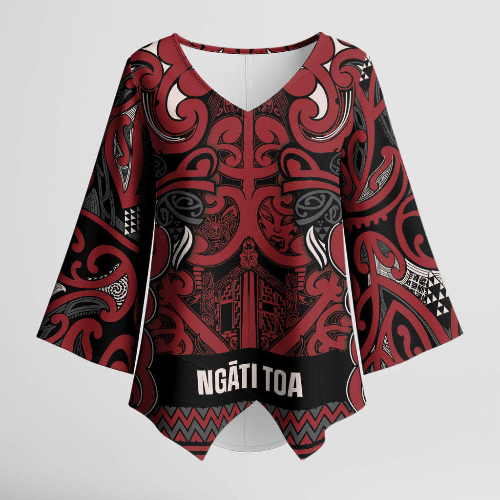 Aotearoa Iwi Ngati Toa Kimono Sleeve Blouse Maori Wharenui House Tribal Pattern