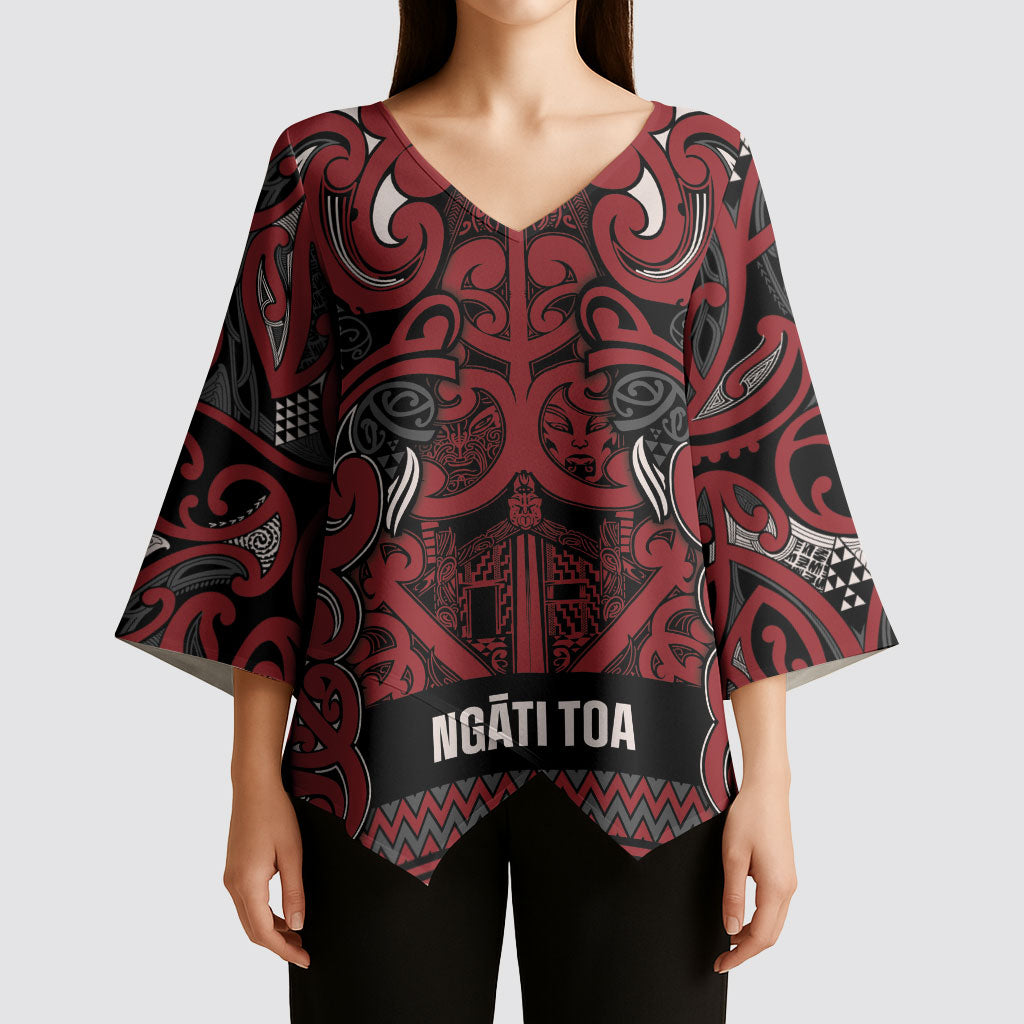 Aotearoa Iwi Ngati Toa Kimono Sleeve Blouse Maori Wharenui House Tribal Pattern