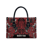 Aotearoa Iwi Ngati Toa Leather Bag Maori Wharenui House Tribal Pattern