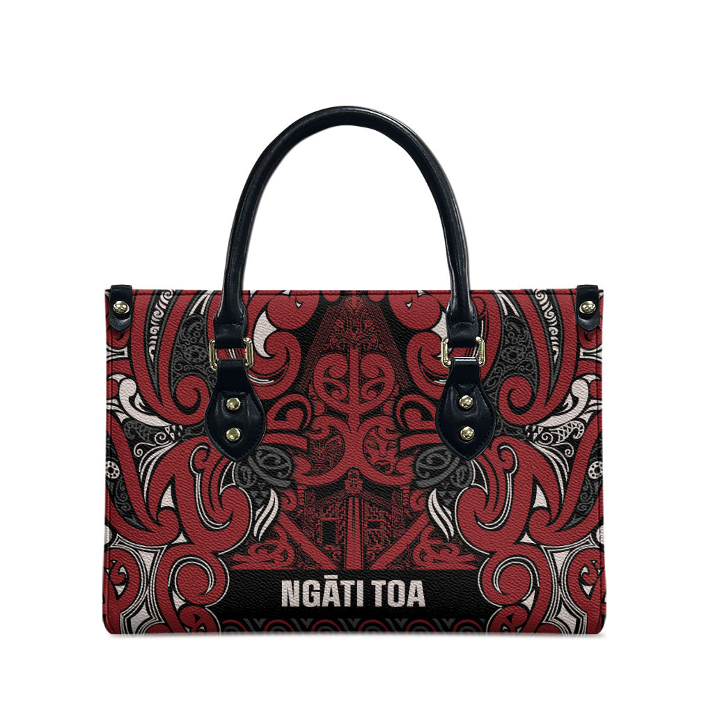 Aotearoa Iwi Ngati Toa Leather Bag Maori Wharenui House Tribal Pattern