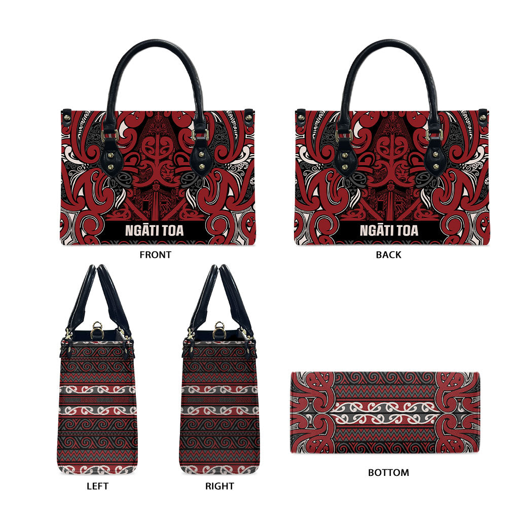 Aotearoa Iwi Ngati Toa Leather Bag Maori Wharenui House Tribal Pattern