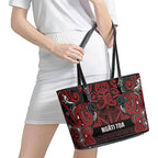 Aotearoa Iwi Ngati Toa Leather Tote Bag Maori Wharenui House Tribal Pattern