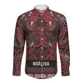 Aotearoa Iwi Ngati Toa Long Sleeve Button Shirt Maori Wharenui House Tribal Pattern