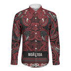 Aotearoa Iwi Ngati Toa Long Sleeve Button Shirt Maori Wharenui House Tribal Pattern