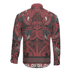 Aotearoa Iwi Ngati Toa Long Sleeve Button Shirt Maori Wharenui House Tribal Pattern