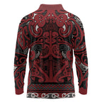 Aotearoa Iwi Ngati Toa Long Sleeve Polo Shirt Maori Wharenui House Tribal Pattern