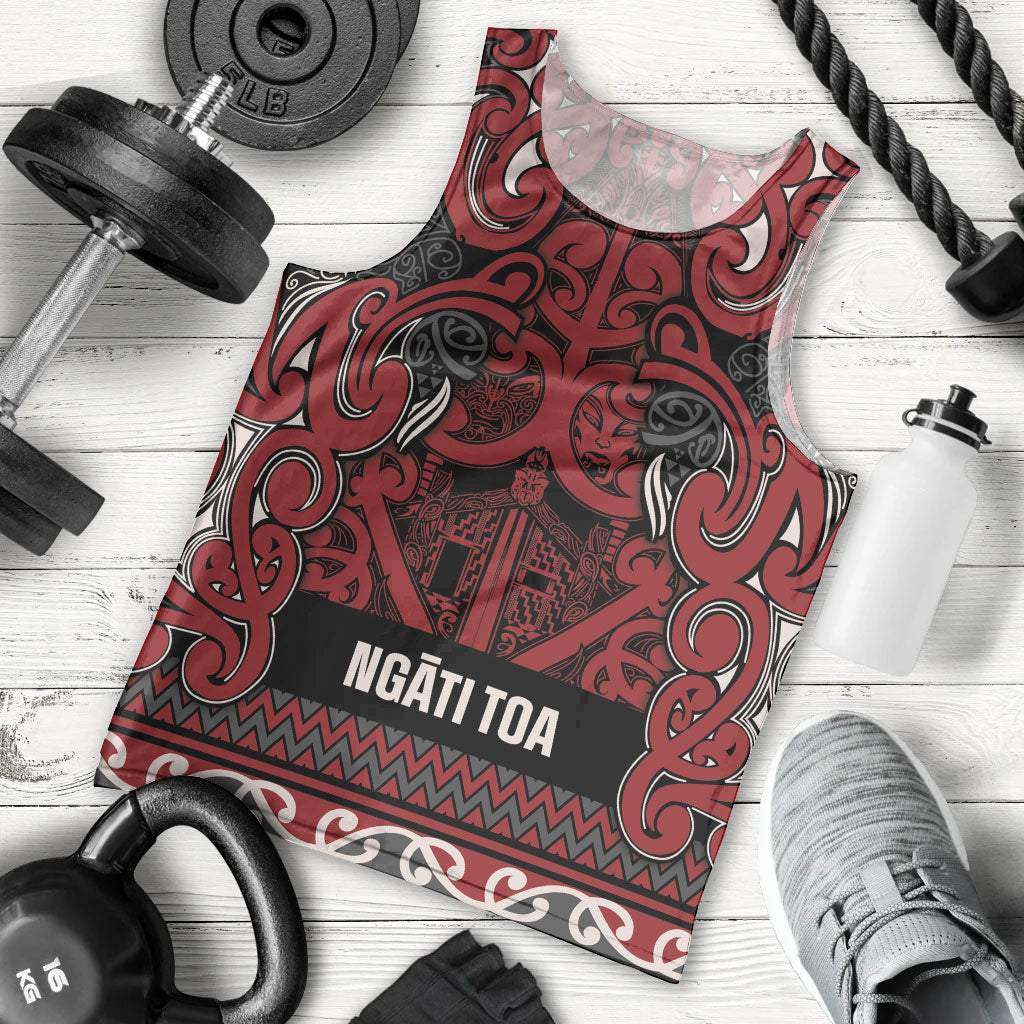 Aotearoa Iwi Ngati Toa Men Tank Top Maori Wharenui House Tribal Pattern
