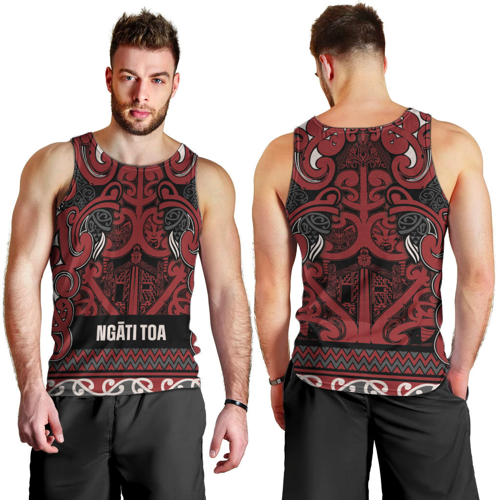 Aotearoa Iwi Ngati Toa Men Tank Top Maori Wharenui House Tribal Pattern