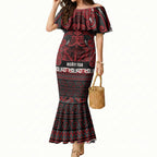 Aotearoa Iwi Ngati Toa Mermaid Dress Maori Wharenui House Tribal Pattern