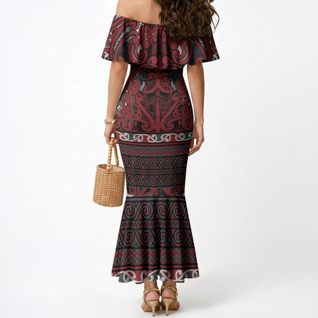 Aotearoa Iwi Ngati Toa Mermaid Dress Maori Wharenui House Tribal Pattern