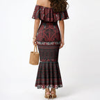 Aotearoa Iwi Ngati Toa Mermaid Dress Maori Wharenui House Tribal Pattern