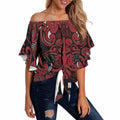 Aotearoa Iwi Ngati Toa Off Shoulder Wrap Waist Top Maori Wharenui House Tribal Pattern