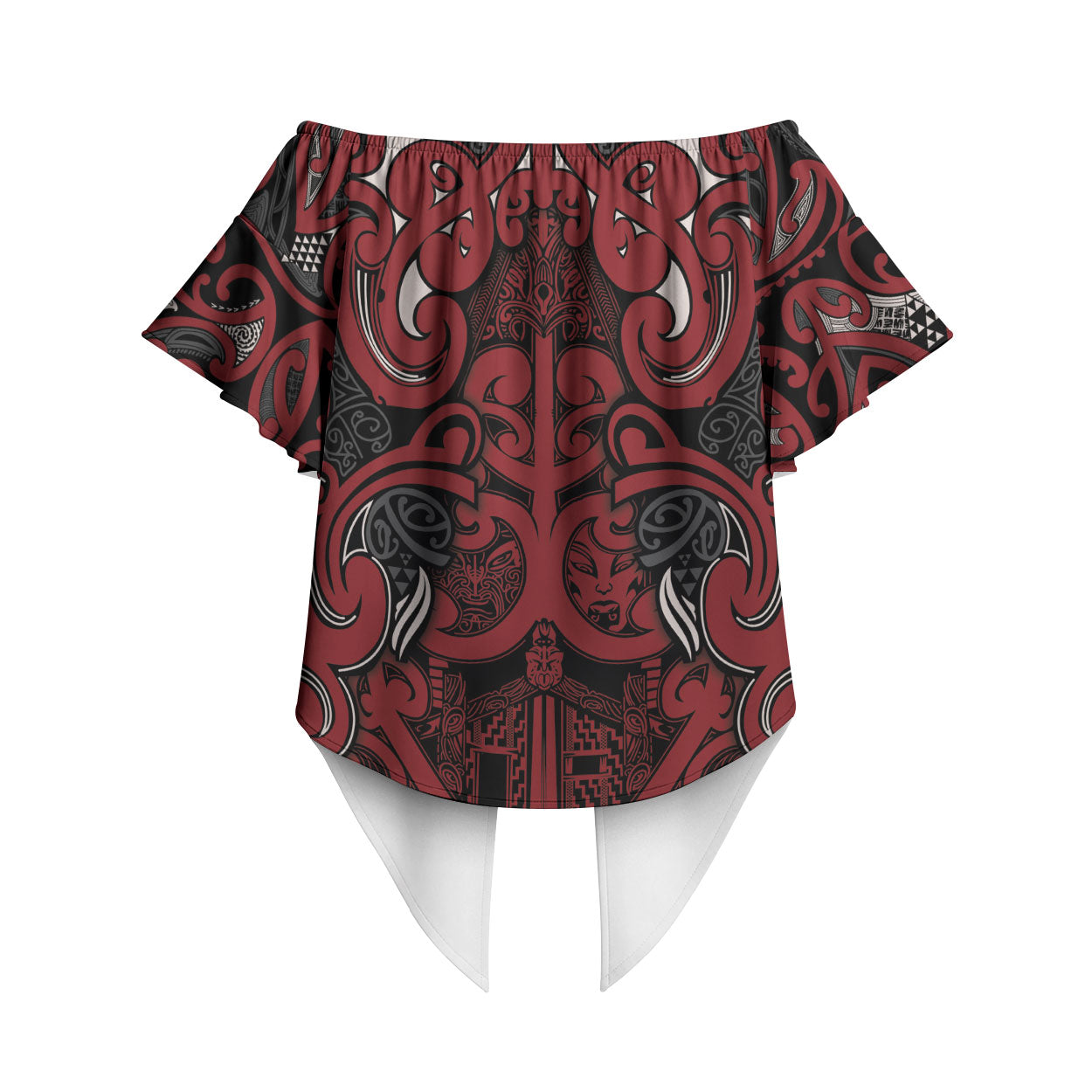 Aotearoa Iwi Ngati Toa Off Shoulder Wrap Waist Top Maori Wharenui House Tribal Pattern