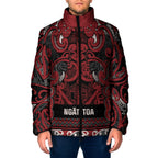 Aotearoa Iwi Ngati Toa Padded Jacket Maori Wharenui House Tribal Pattern