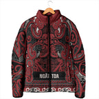 Aotearoa Iwi Ngati Toa Padded Jacket Maori Wharenui House Tribal Pattern