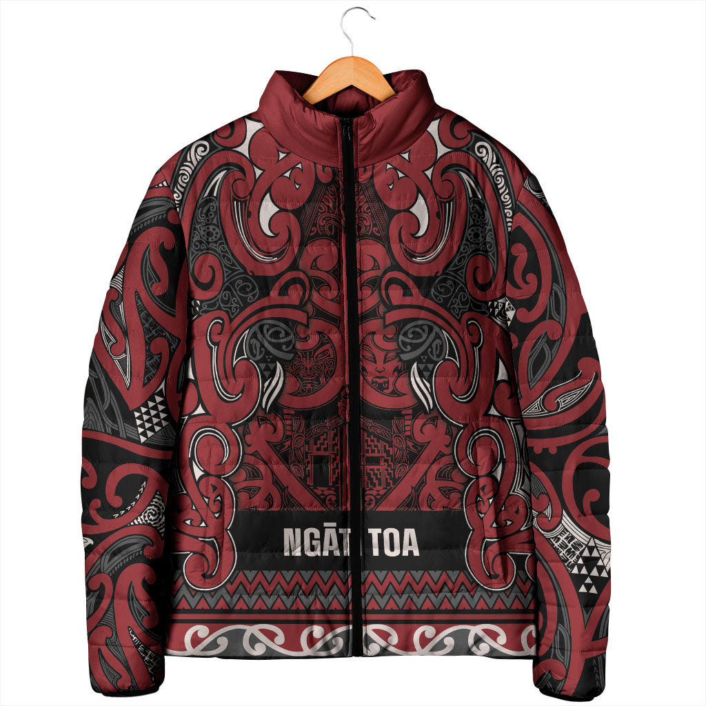 Aotearoa Iwi Ngati Toa Padded Jacket Maori Wharenui House Tribal Pattern