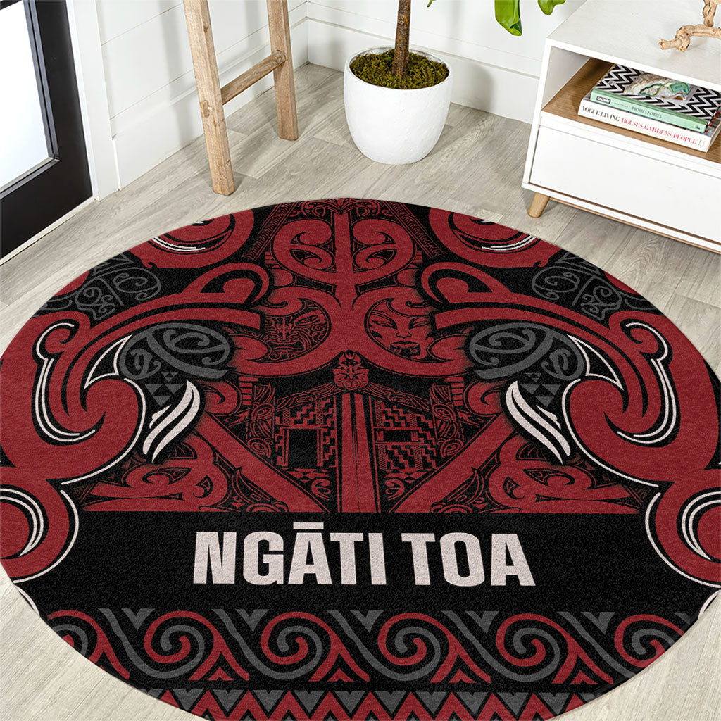 Aotearoa Iwi Ngati Toa Round Carpet Maori Wharenui House Tribal Pattern