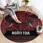 Aotearoa Iwi Ngati Toa Round Carpet Maori Wharenui House Tribal Pattern