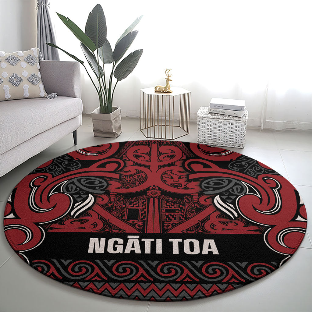 Aotearoa Iwi Ngati Toa Round Carpet Maori Wharenui House Tribal Pattern