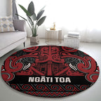 Aotearoa Iwi Ngati Toa Round Carpet Maori Wharenui House Tribal Pattern