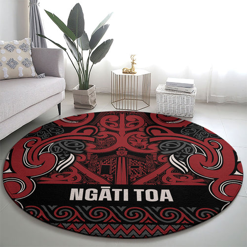 Aotearoa Iwi Ngati Toa Round Carpet Maori Wharenui House Tribal Pattern