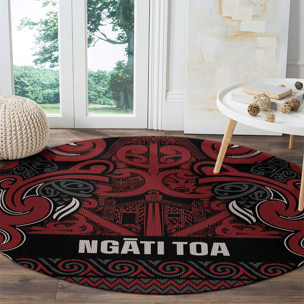 Aotearoa Iwi Ngati Toa Round Carpet Maori Wharenui House Tribal Pattern
