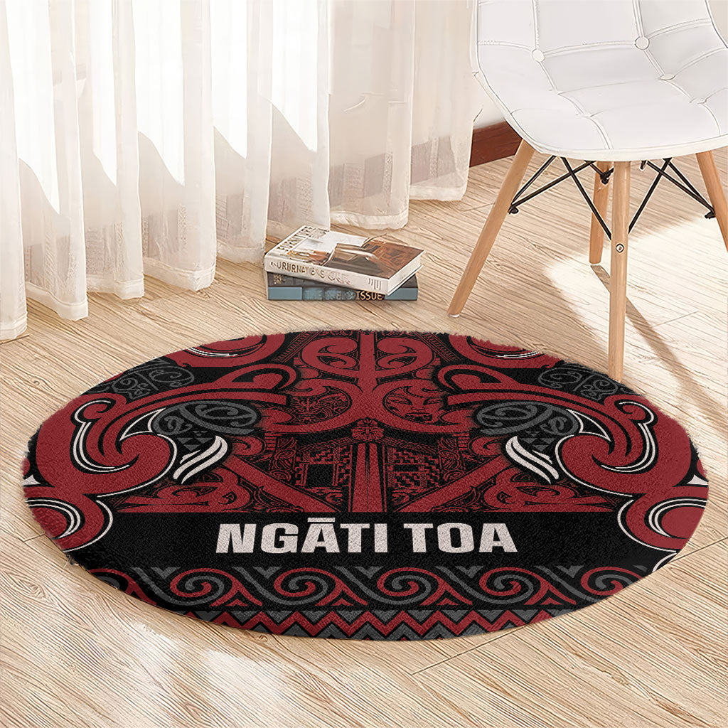 Aotearoa Iwi Ngati Toa Round Carpet Maori Wharenui House Tribal Pattern