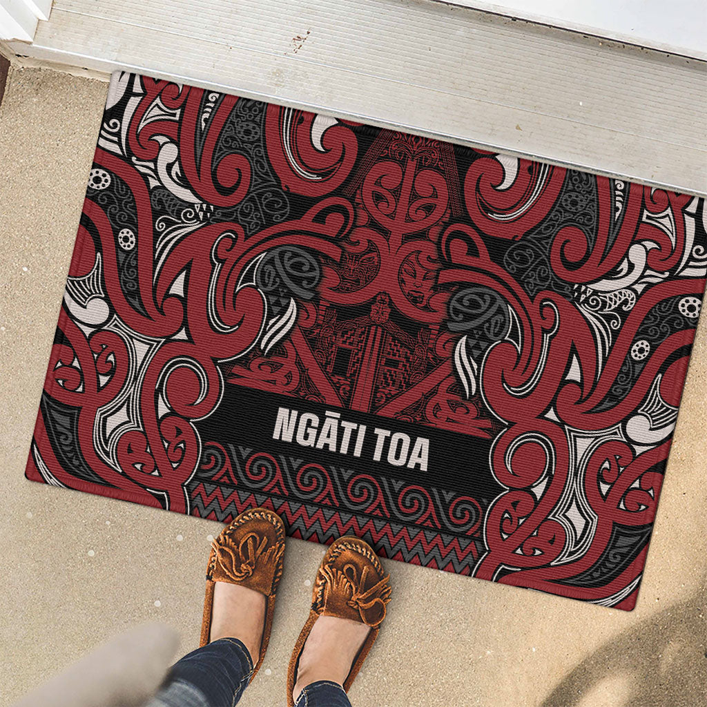 Aotearoa Iwi Ngati Toa Rubber Doormat Maori Wharenui House Tribal Pattern