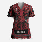 Aotearoa Iwi Ngati Toa Scrub Top Maori Wharenui House Tribal Pattern