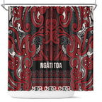 Aotearoa Iwi Ngati Toa Shower Curtain Maori Wharenui House Tribal Pattern