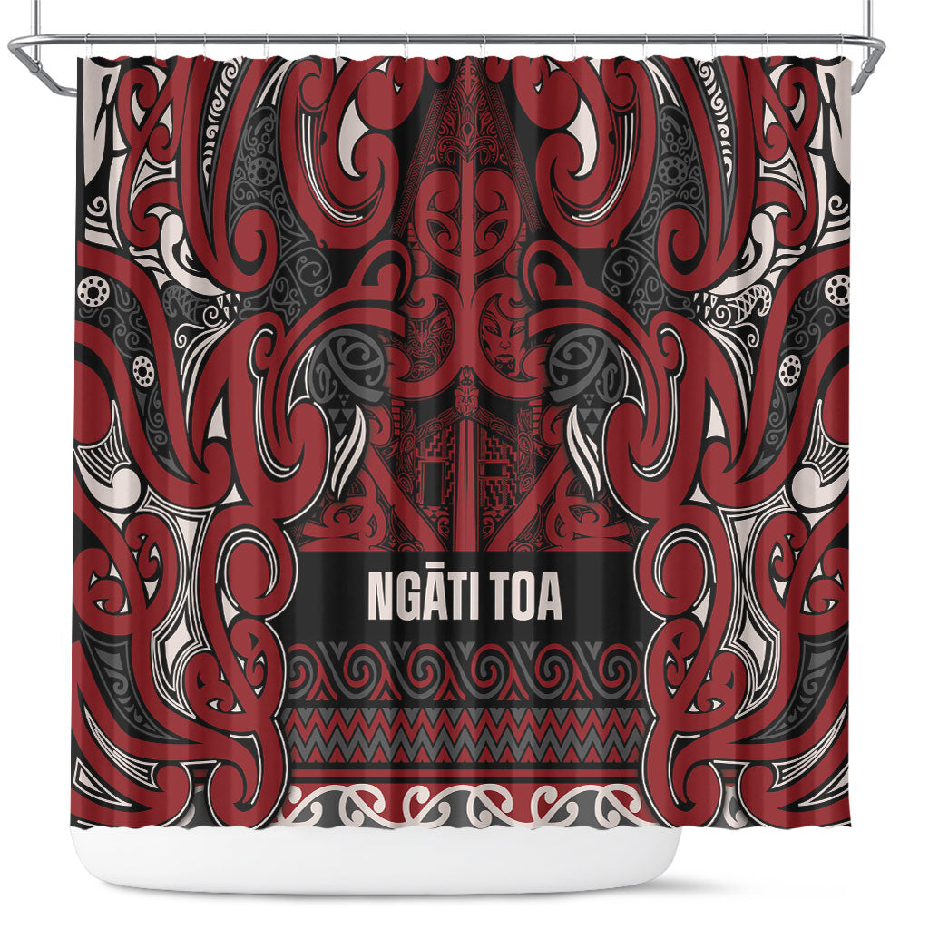 Aotearoa Iwi Ngati Toa Shower Curtain Maori Wharenui House Tribal Pattern