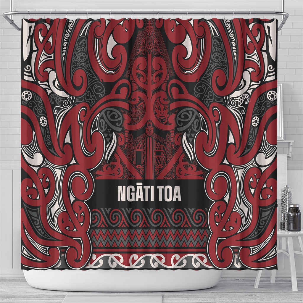 Aotearoa Iwi Ngati Toa Shower Curtain Maori Wharenui House Tribal Pattern