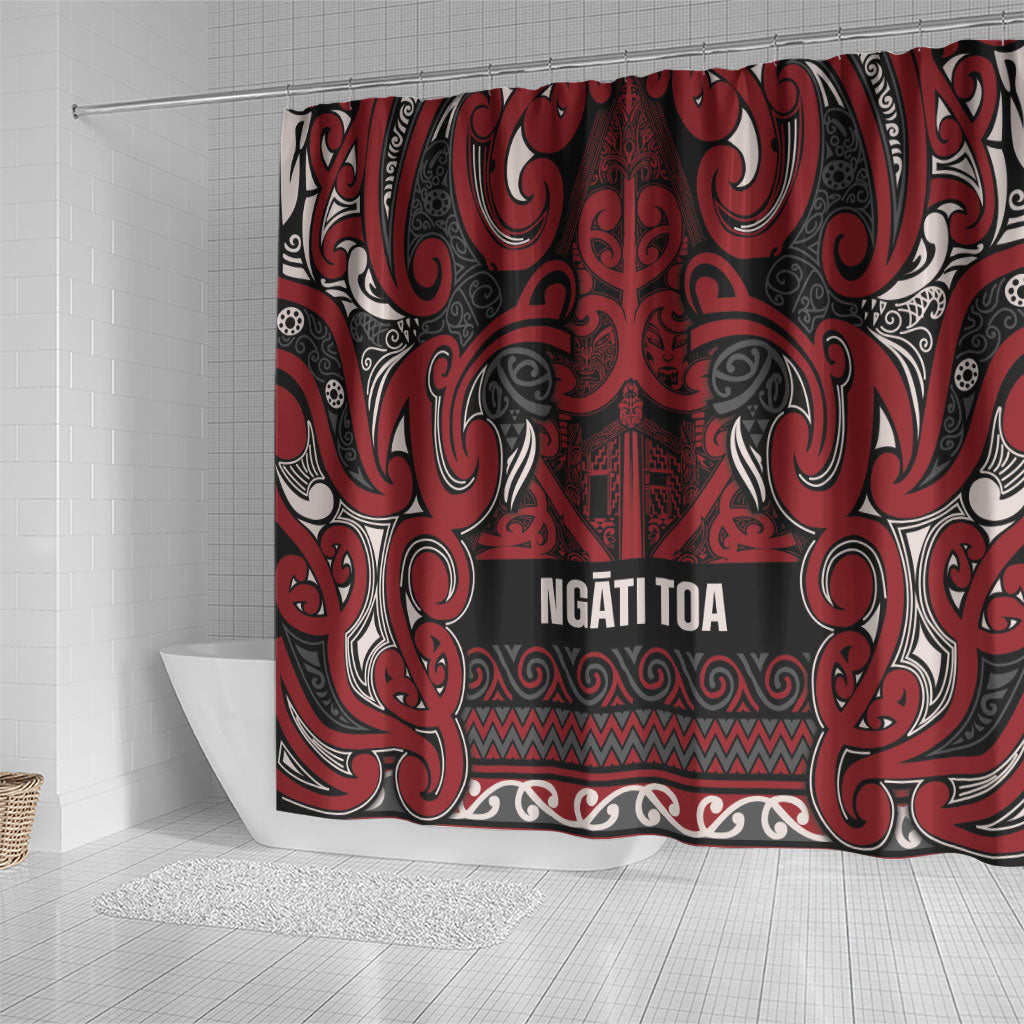 Aotearoa Iwi Ngati Toa Shower Curtain Maori Wharenui House Tribal Pattern