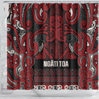 Aotearoa Iwi Ngati Toa Shower Curtain Maori Wharenui House Tribal Pattern
