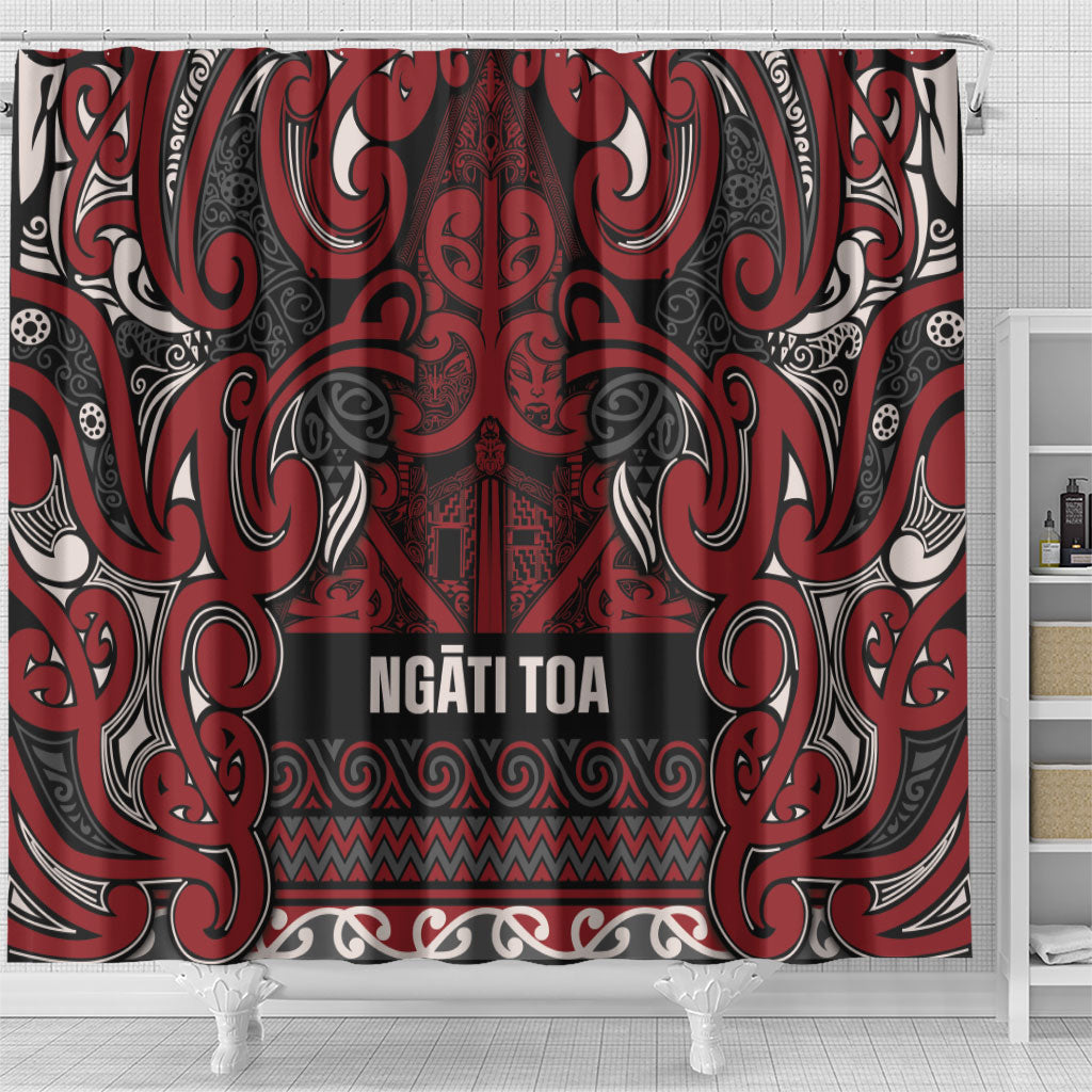 Aotearoa Iwi Ngati Toa Shower Curtain Maori Wharenui House Tribal Pattern