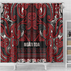 Aotearoa Iwi Ngati Toa Shower Curtain Maori Wharenui House Tribal Pattern