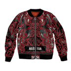 Aotearoa Iwi Ngati Toa Sleeve Zip Bomber Jacket Maori Wharenui House Tribal Pattern