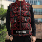Aotearoa Iwi Ngati Toa Sleeveless Puffer Jacket Maori Wharenui House Tribal Pattern