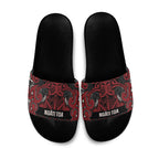 Aotearoa Iwi Ngati Toa Slide Sandals Maori Wharenui House Tribal Pattern