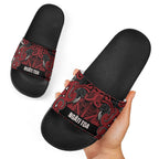 Aotearoa Iwi Ngati Toa Slide Sandals Maori Wharenui House Tribal Pattern