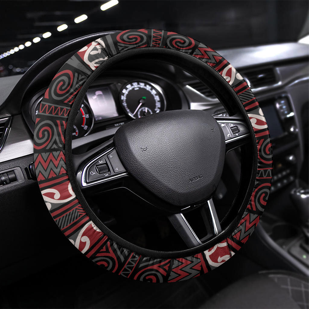 Aotearoa Iwi Ngati Toa Steering Wheel Cover Maori Wharenui House Tribal Pattern